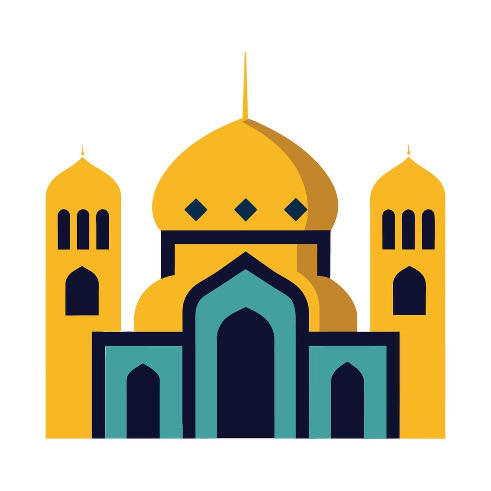 Islamic Mosque Silhouette with Gradient Color. Ramadan Kareem Mosque on White Background vector