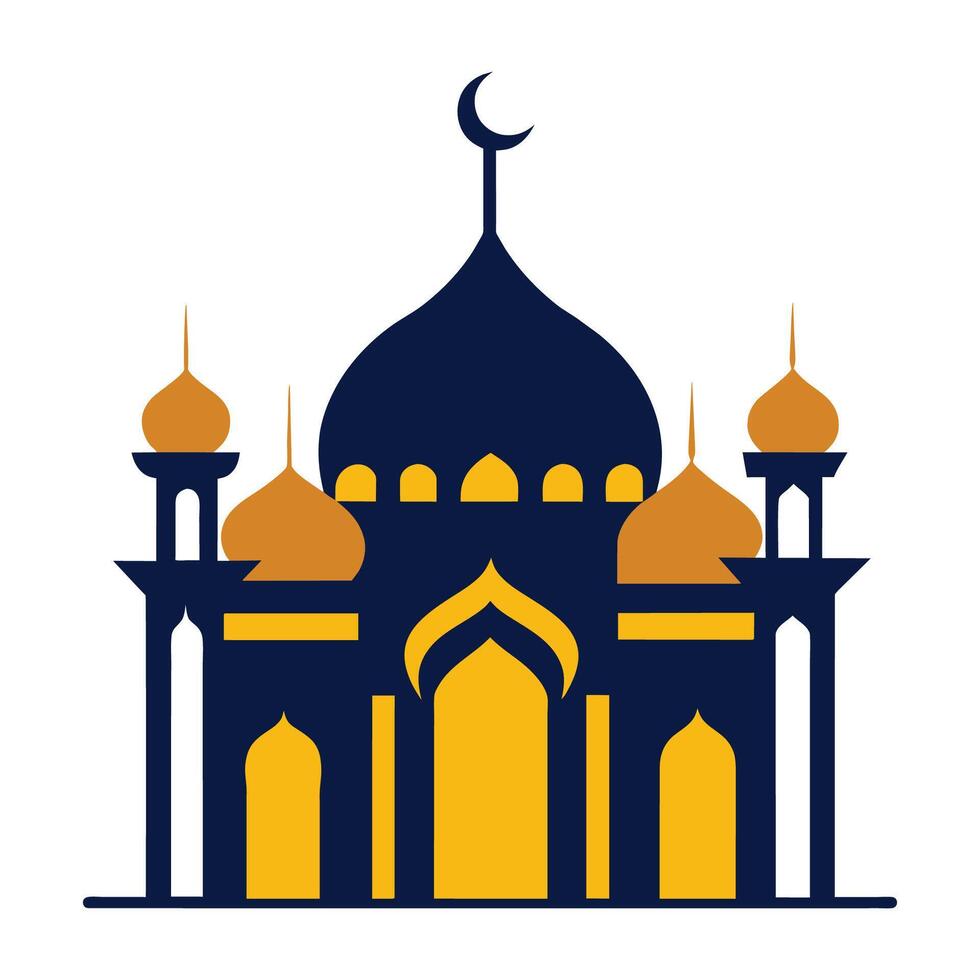 Islamic Mosque Silhouette with Gradient Color. Ramadan Kareem Mosque on White Background vector