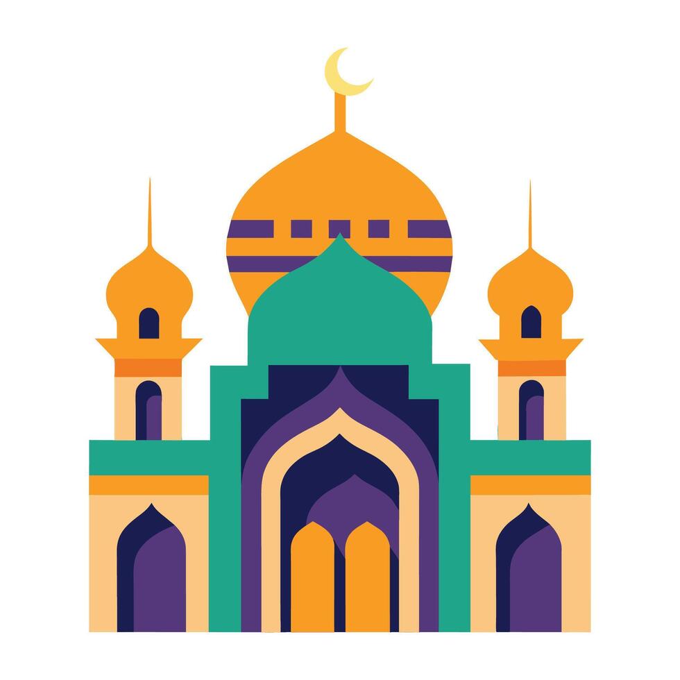 Islamic Mosque Silhouette with Gradient Color. Ramadan Kareem Mosque on White Background vector