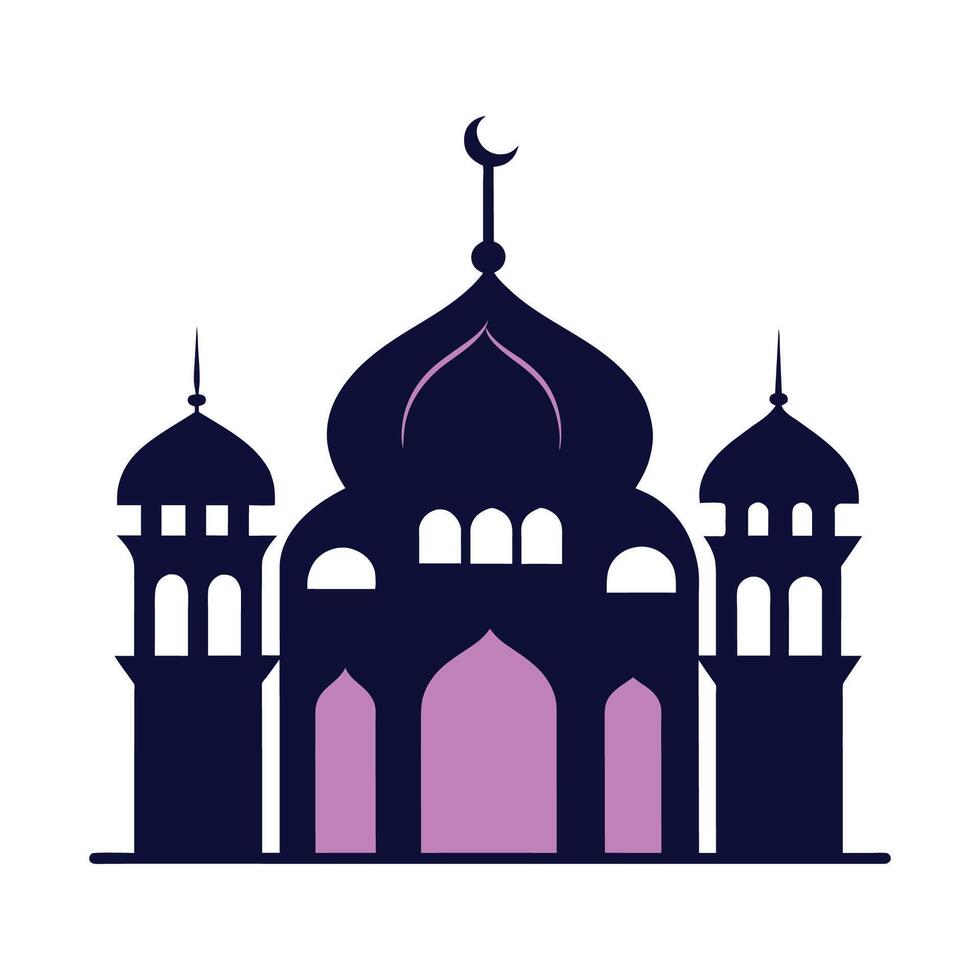 Islamic Mosque Silhouette with Gradient Color. Ramadan Kareem Mosque on White Background vector