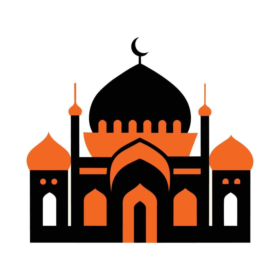 Islamic Mosque Silhouette with Gradient Color. Ramadan Kareem Mosque on White Background vector