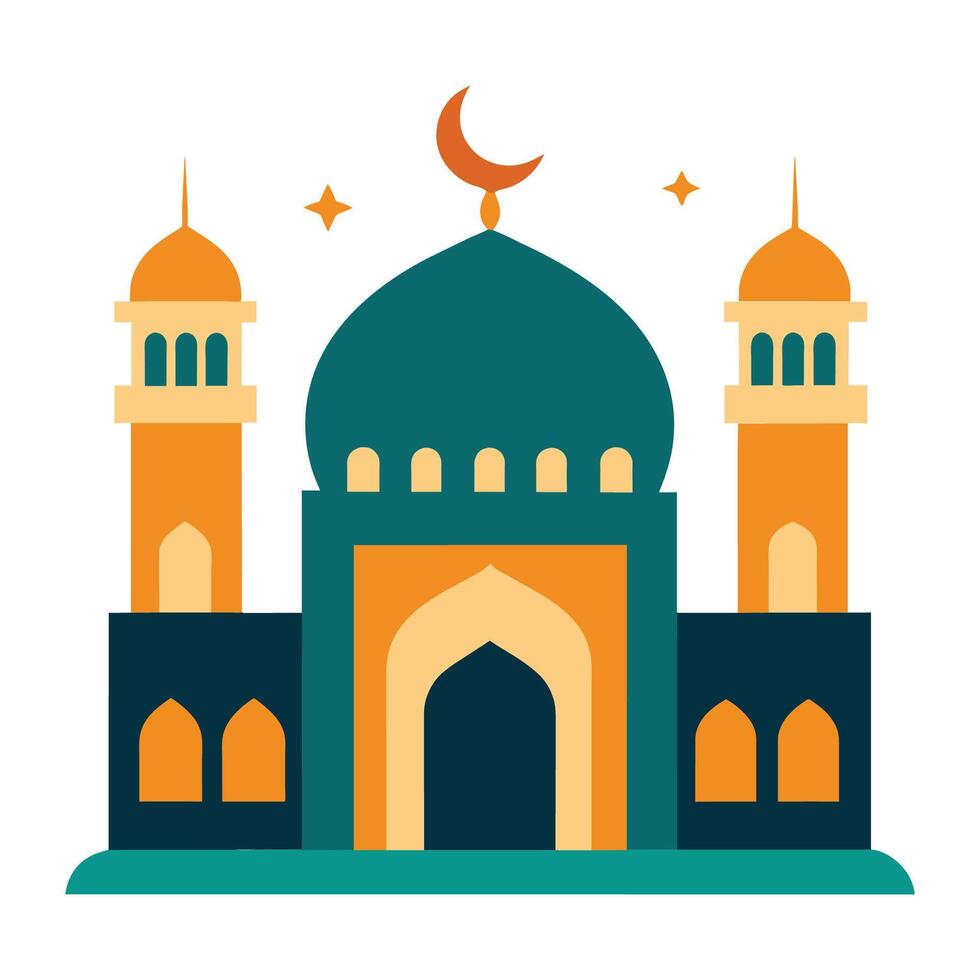 Islamic Mosque Silhouette with Gradient Color. Ramadan Kareem Mosque on White Background vector