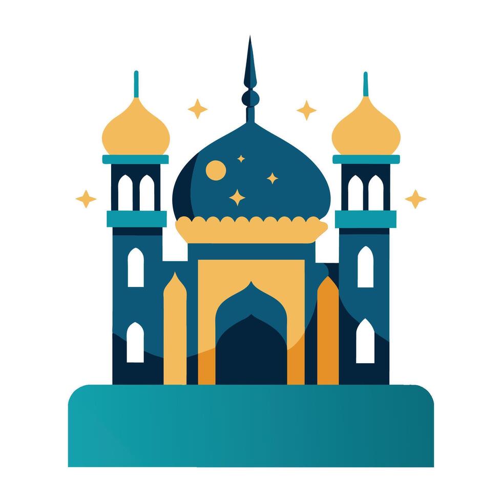 Islamic Mosque Silhouette with Gradient Color. Ramadan Kareem Mosque on White Background vector