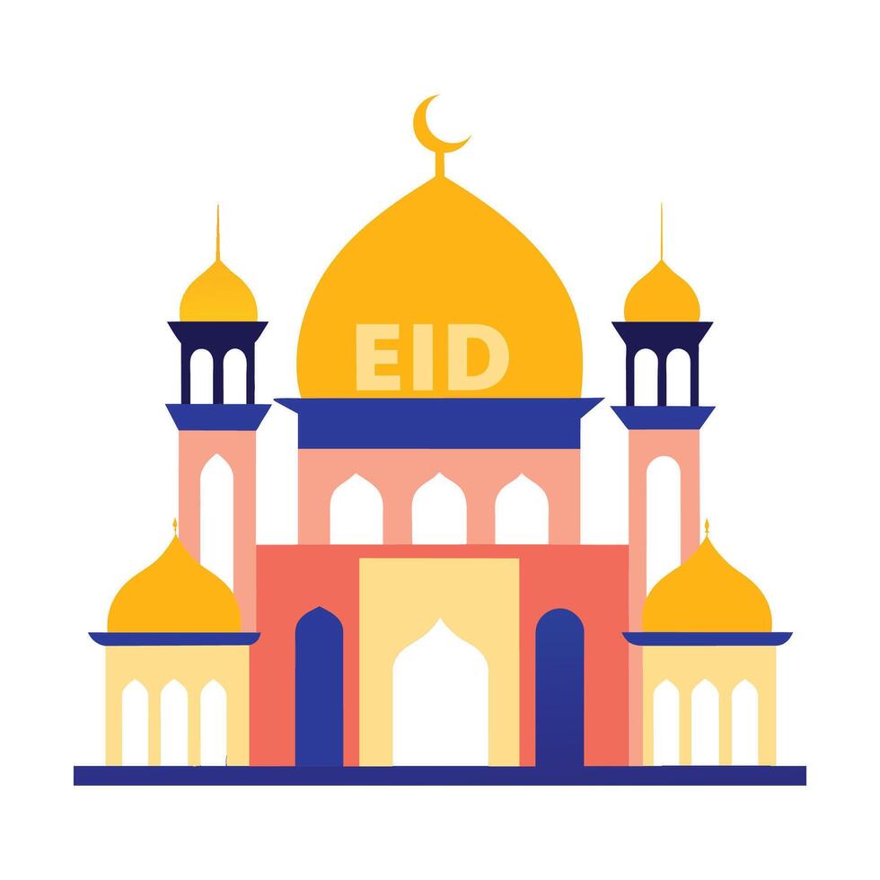 Islamic Mosque Silhouette with Gradient Color. Ramadan Kareem Mosque on White Background vector