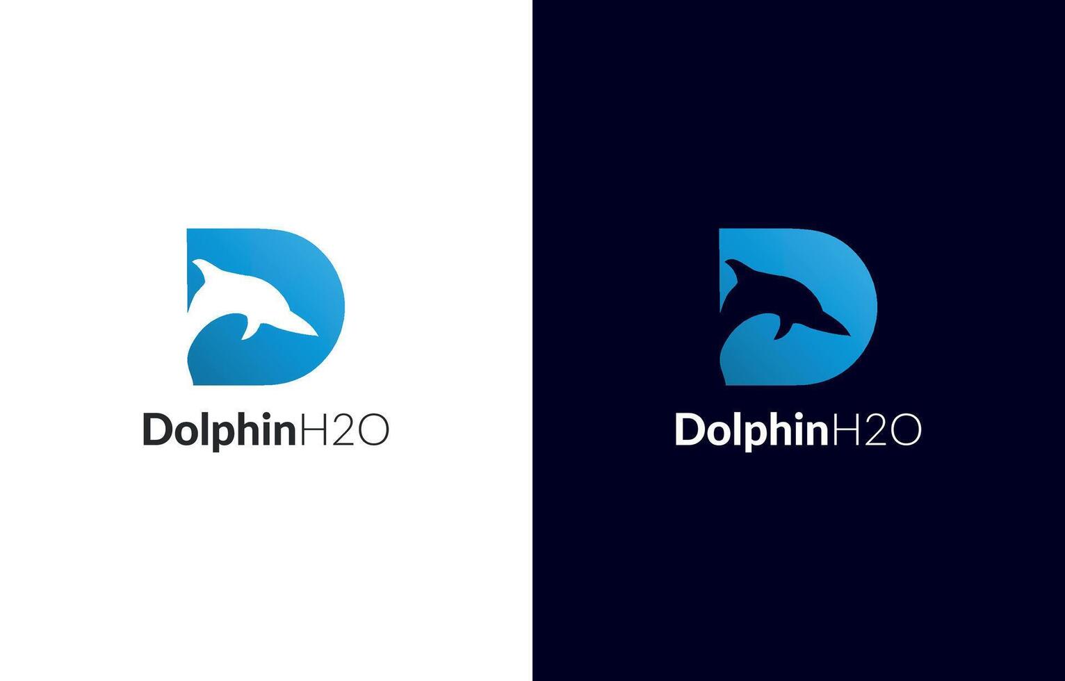 Dolphin combined with letter D logo design vector