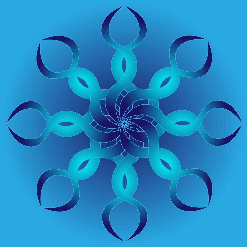 Abstract pattern in the form of a snowflake on a blue background vector