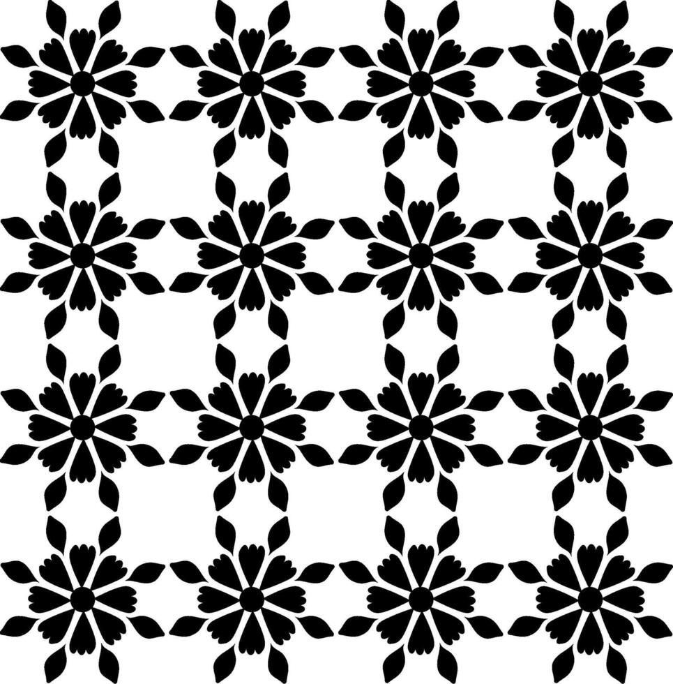 Seamless black floral pattern on white background vector