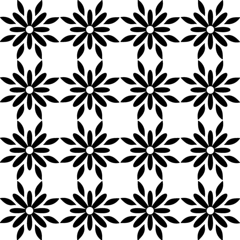 Seamless black floral pattern on white background vector
