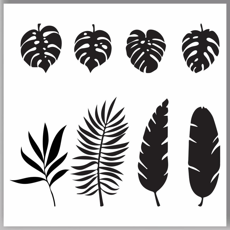 Topical leaf set Silhouette vector