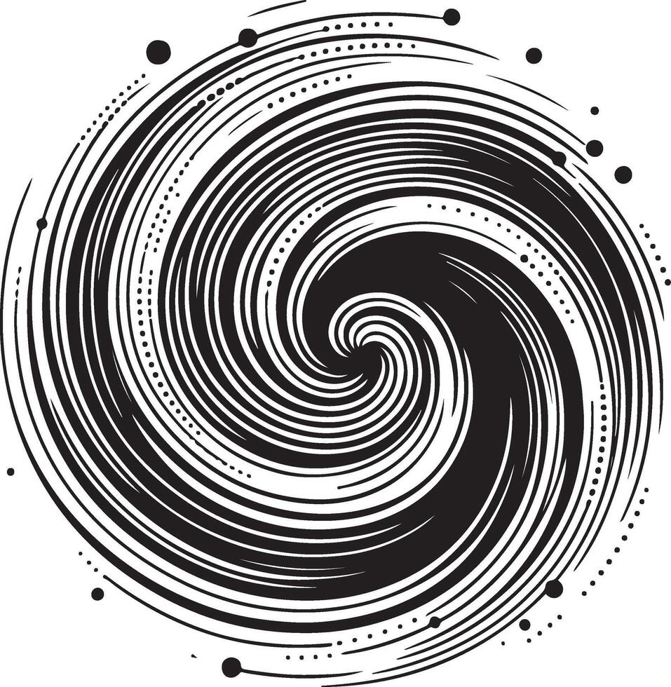 Abstract spirals , Vortex swirl motion elements, rotating spirals simple minimal black color silhouette vector