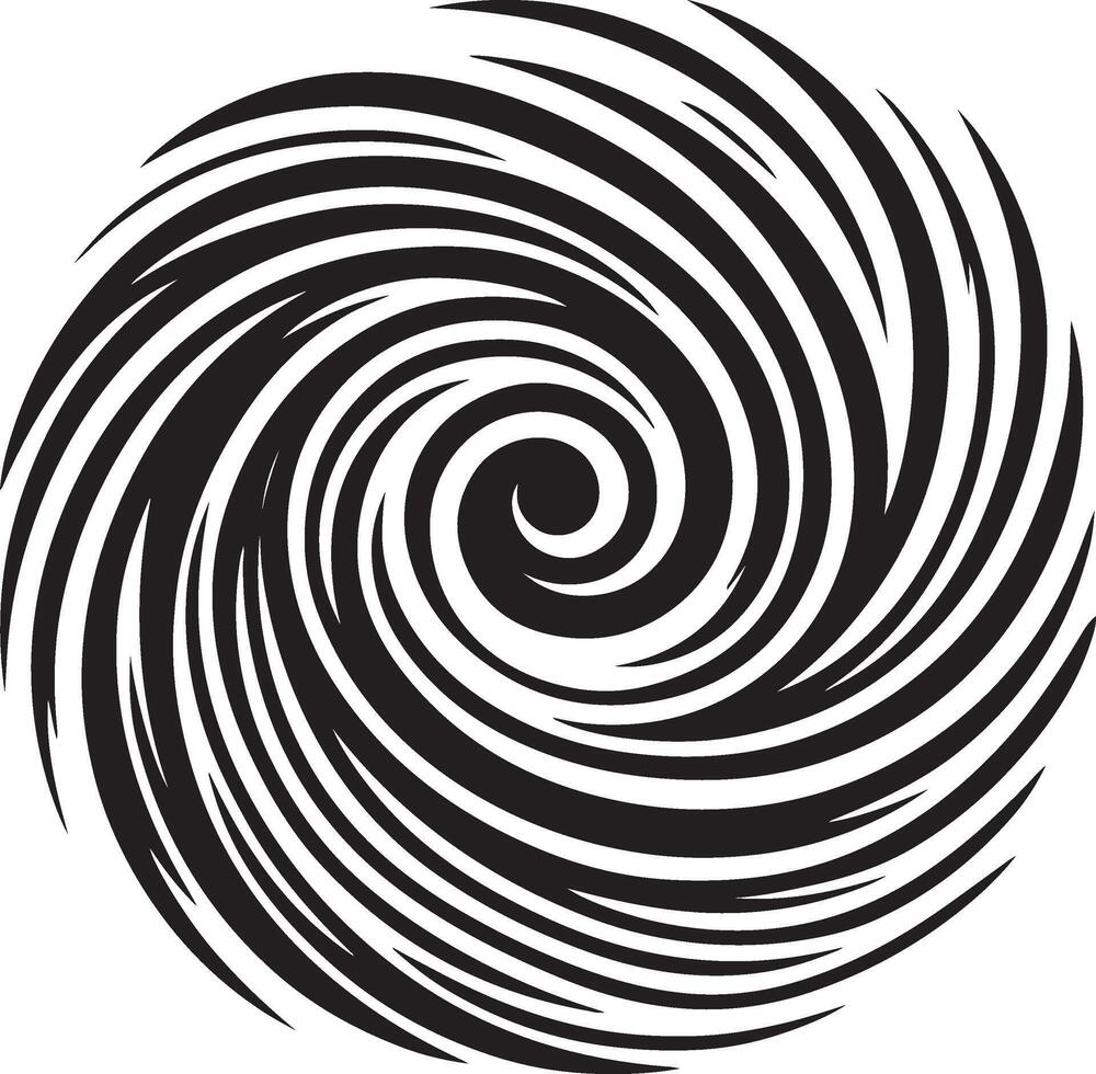Abstract spirals , Vortex swirl motion elements, rotating spirals simple minimal black color silhouette vector