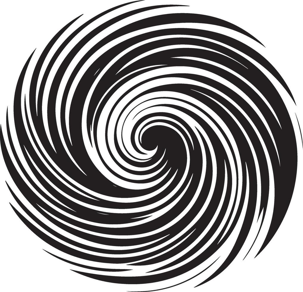 Abstract spirals , Vortex swirl motion elements, rotating spirals simple minimal black color silhouette vector