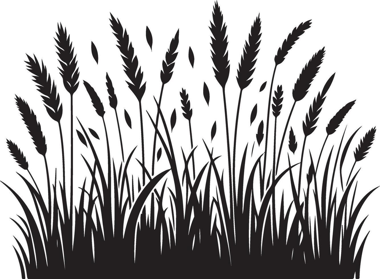 Grass simple minimal black color silhouette vector