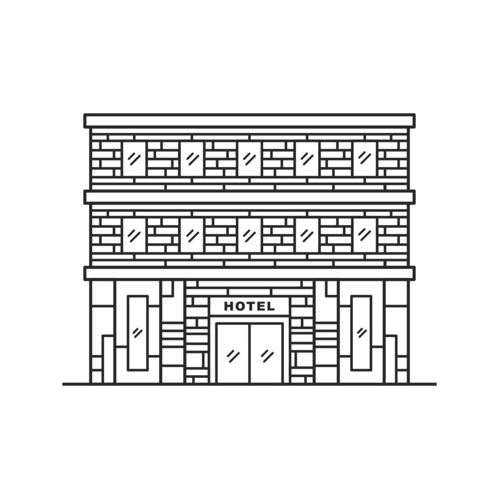 Hotel building line art vector