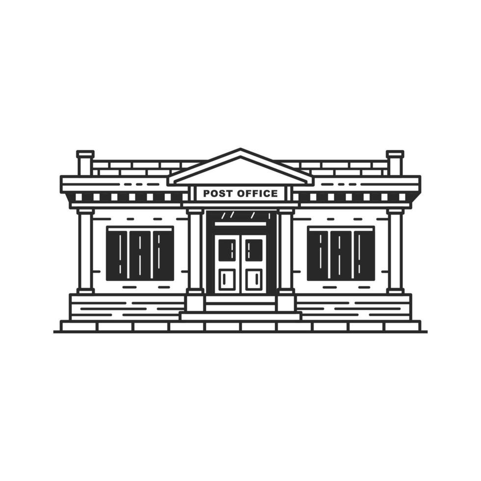 Post office building icon line art vector