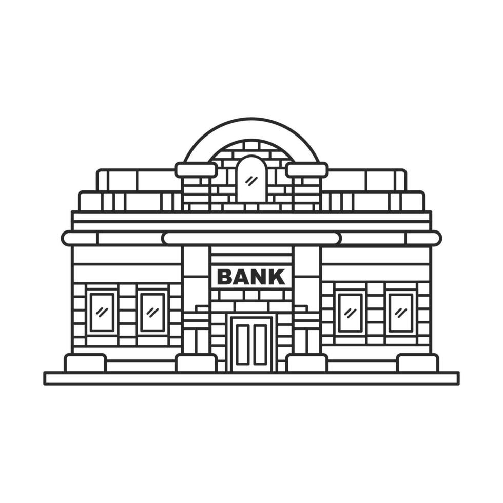 Bank building line art vector