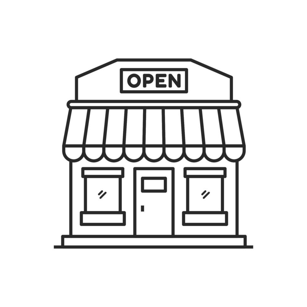 Store building icon line art vector