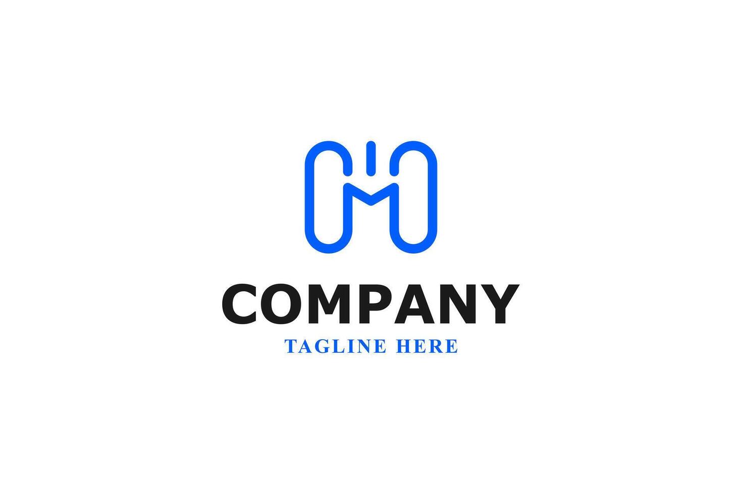 letter m blue minimal logo vector