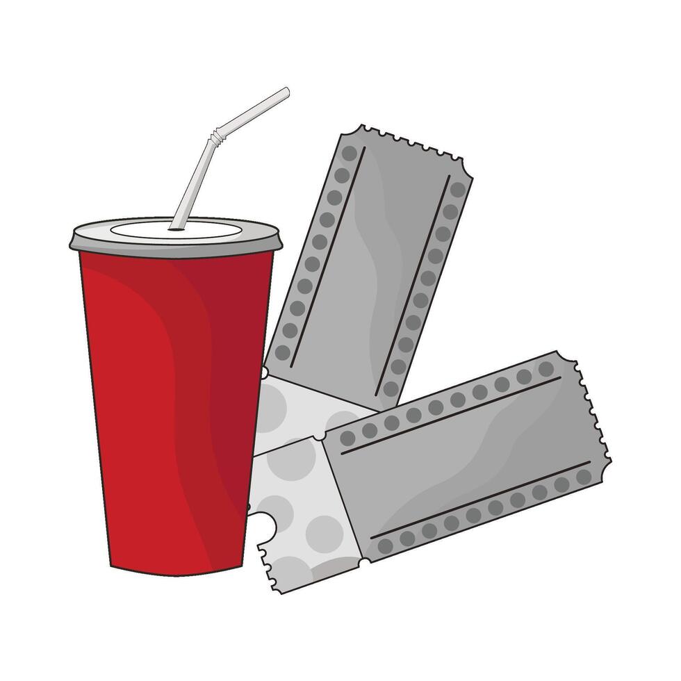 illustration of ticket and soda vector