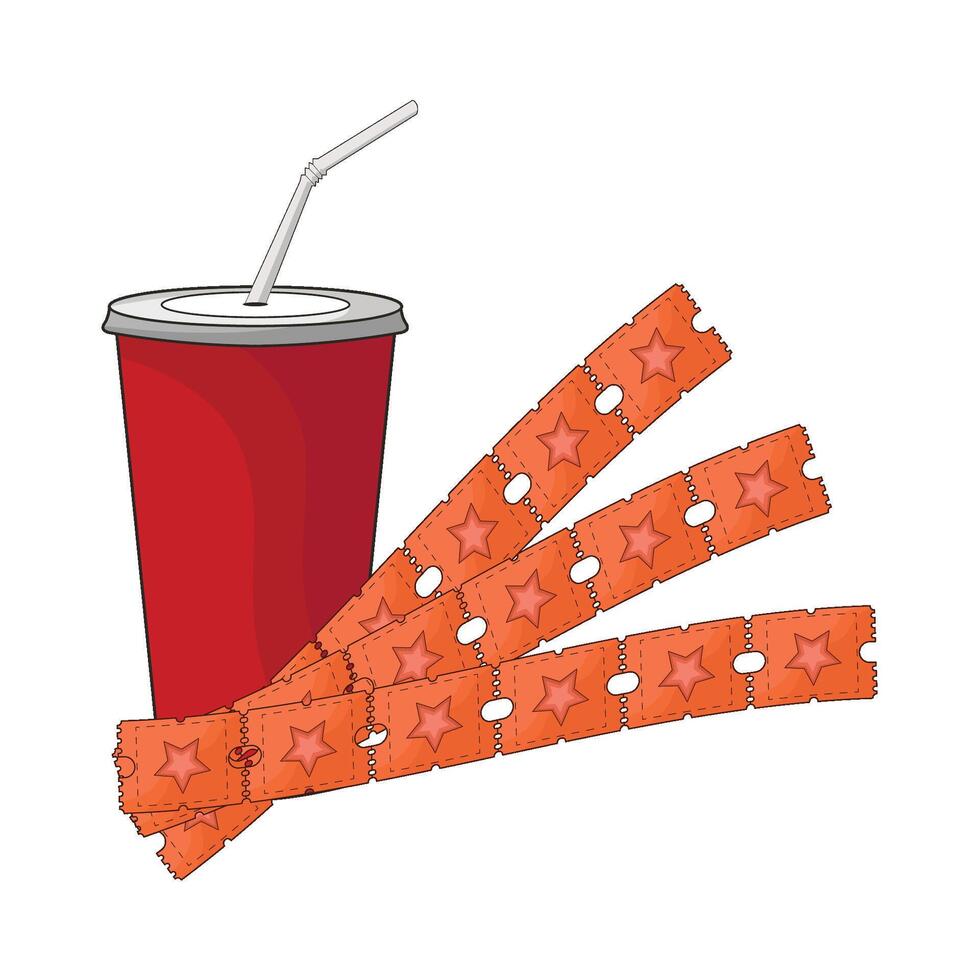 illustration of ticket and soda vector
