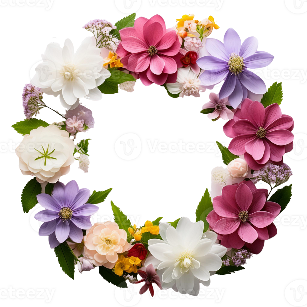 The necklace is made from colorful fresh flowers png
