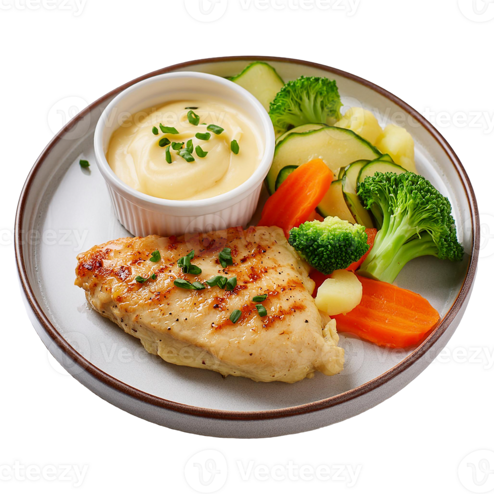 grilled chicken steak and salad with mashed potatoes png
