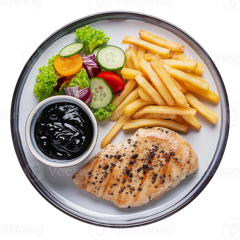 chicken steak salad and mashed potatoes png