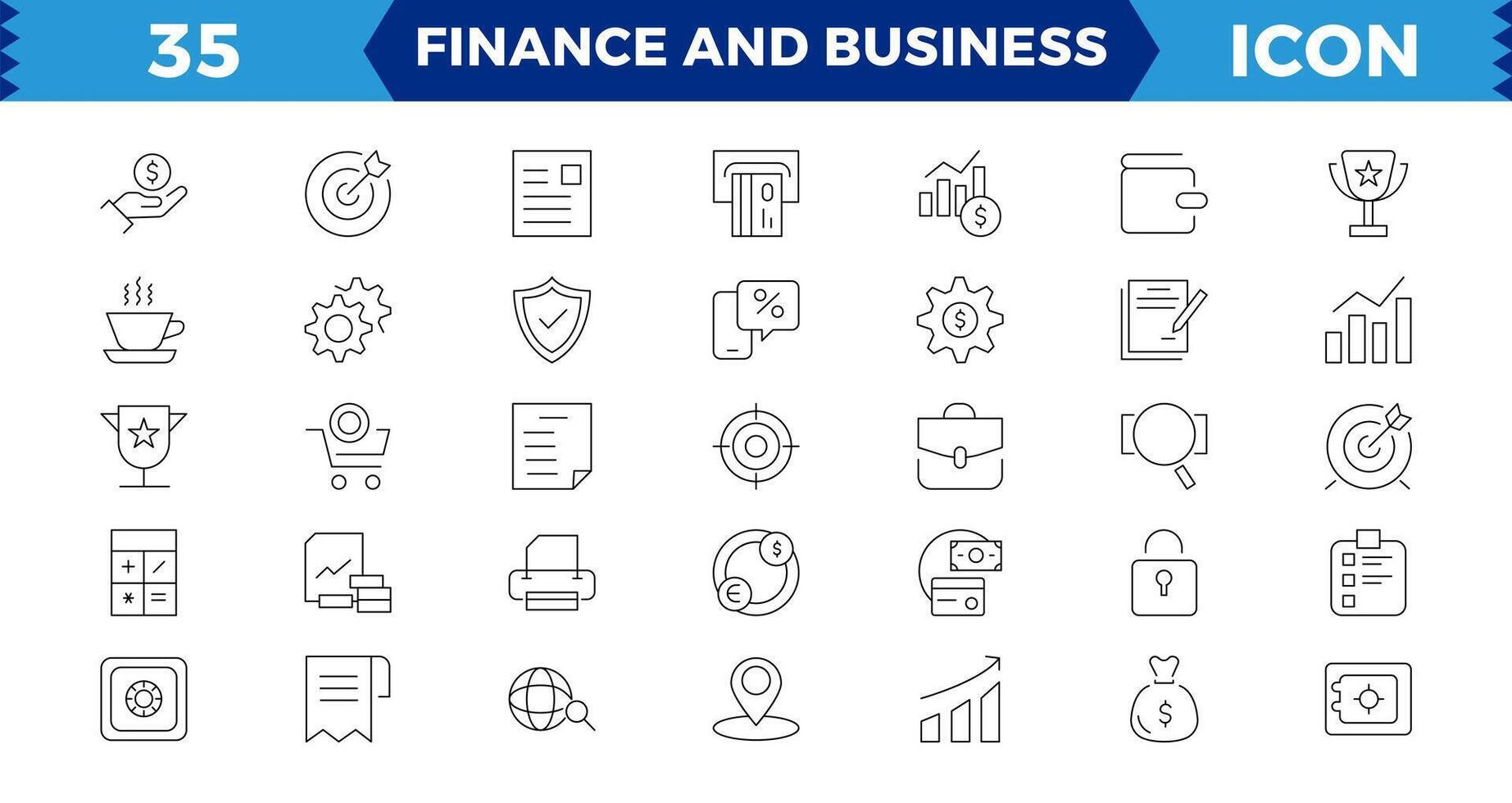 Finance and business line icons collection. Big UI icon set in a flat design. Thin outline icons pack. Linear icon collection. Editable stroke. vector