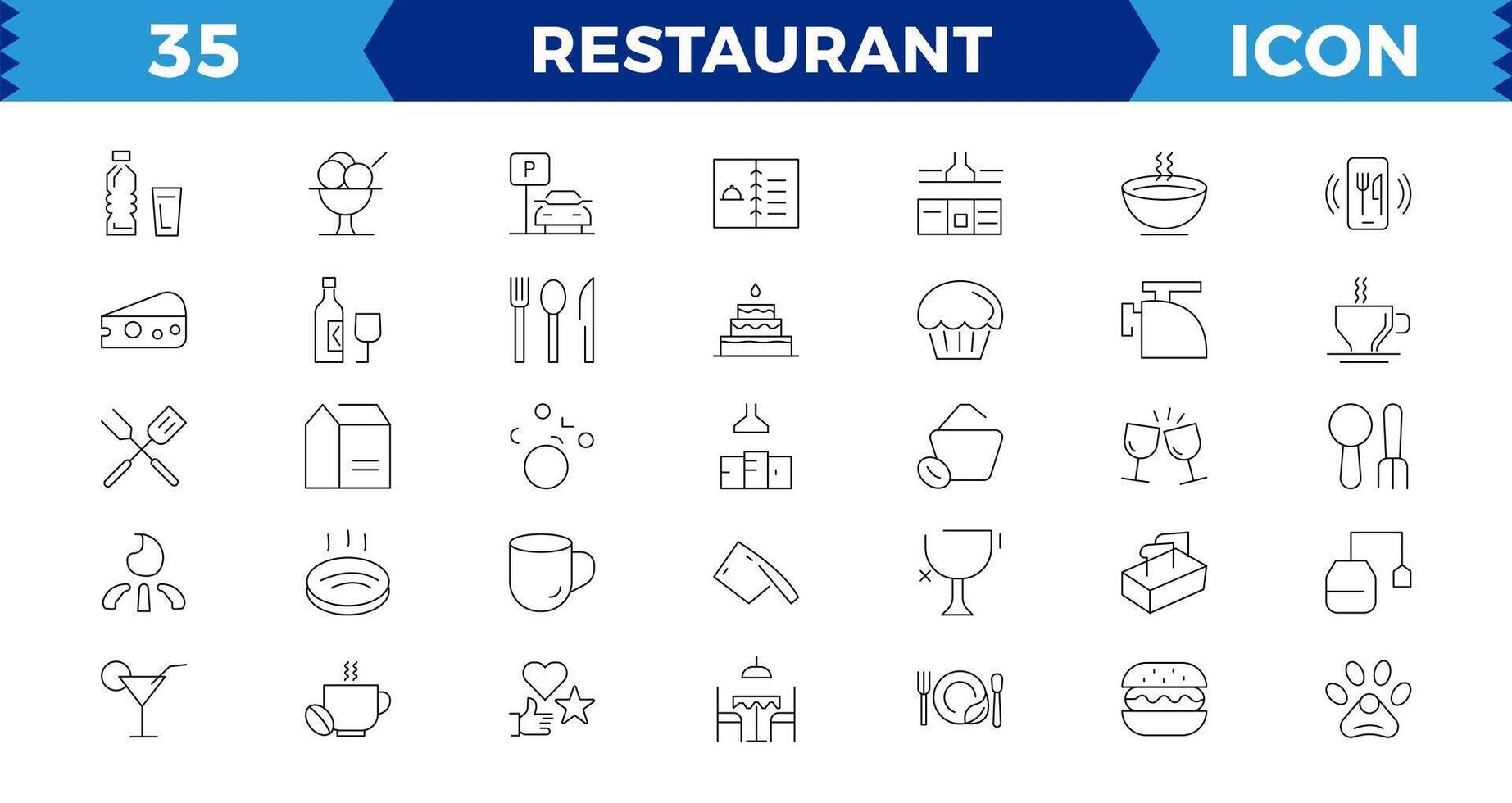 Restaurant line icons set. Food icon collection. Thin signs for restaurant menu. Pixel perfect. Editable Strokes,Outline icons collection. Simple illustration. vector