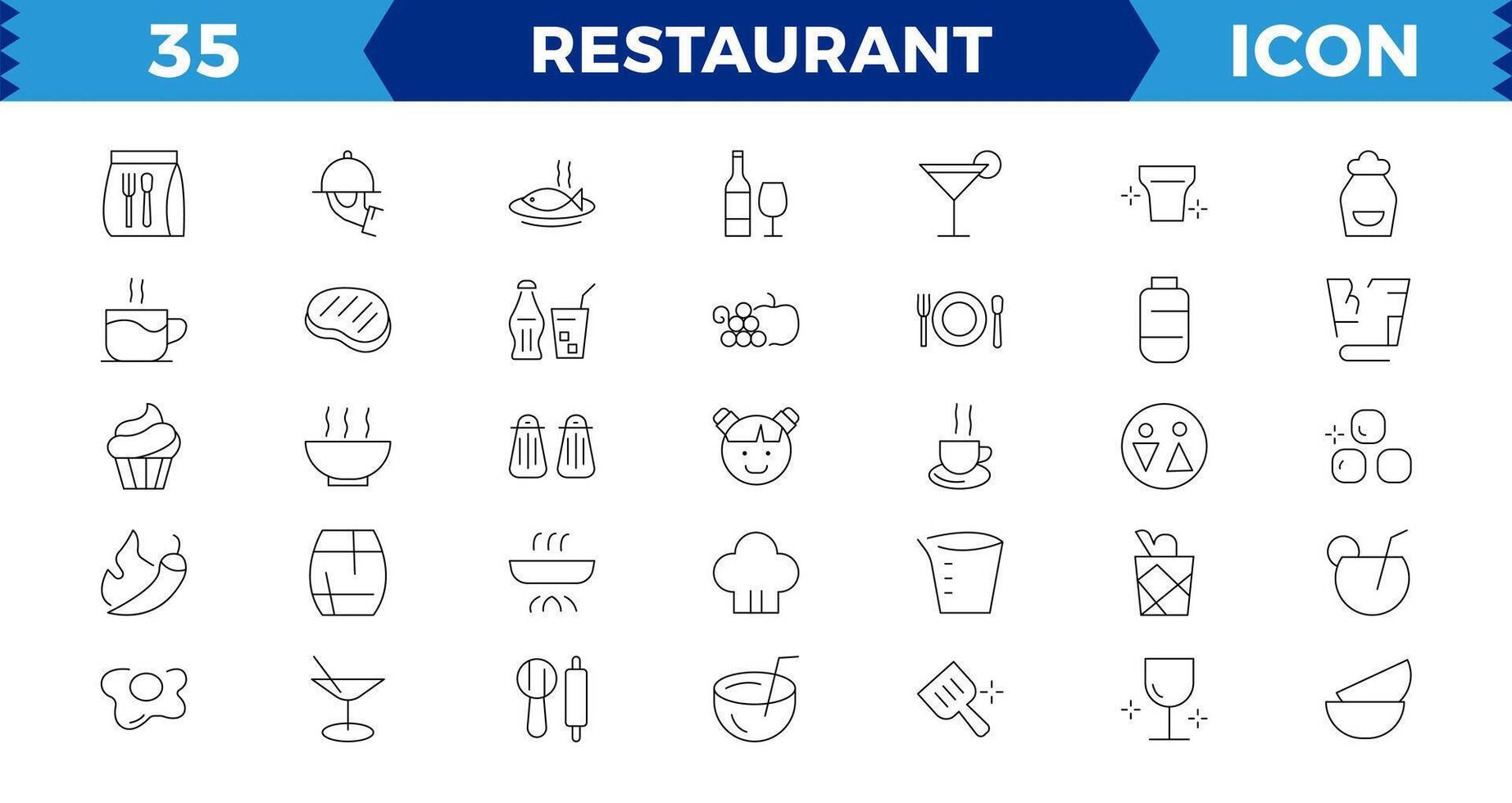Restaurant line icons set. Food icon collection. Thin signs for restaurant menu. Pixel perfect. Editable Strokes,Outline icons collection. Simple illustration. vector