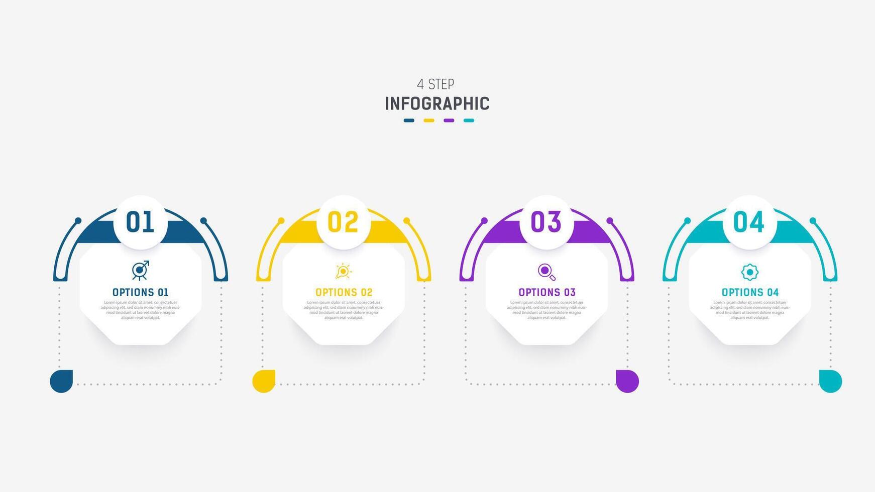 Four Step Infographic element design template for presentation. process diagram and presentations step, workflow layout, banner, flow chart, info graphic illustration. vector