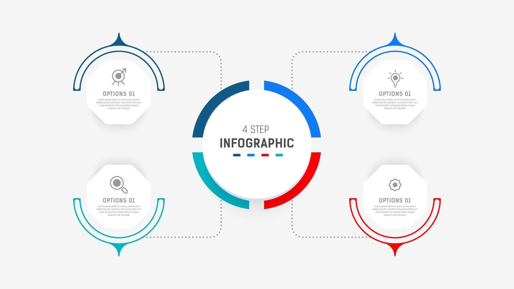 Four Step Infographic element design template for presentation. process diagram and presentations step, workflow layout, banner, flow chart, info graphic illustration. vector