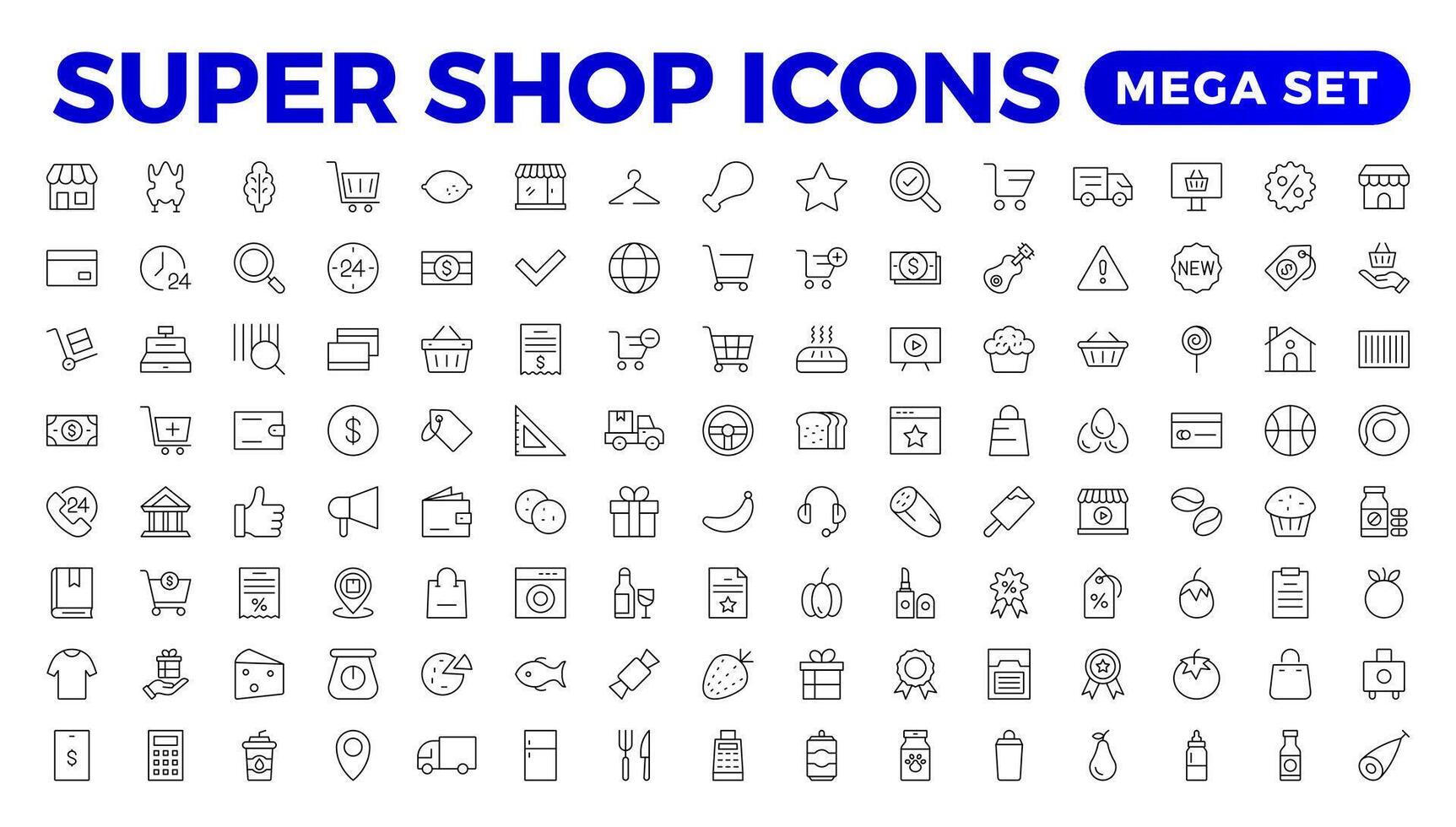 E-Commerce set of web icons in line style. Online shopping icons for web and mobile app. Business, mobile shop, digital marketing, bank card, gifts, sale, delivery. vector