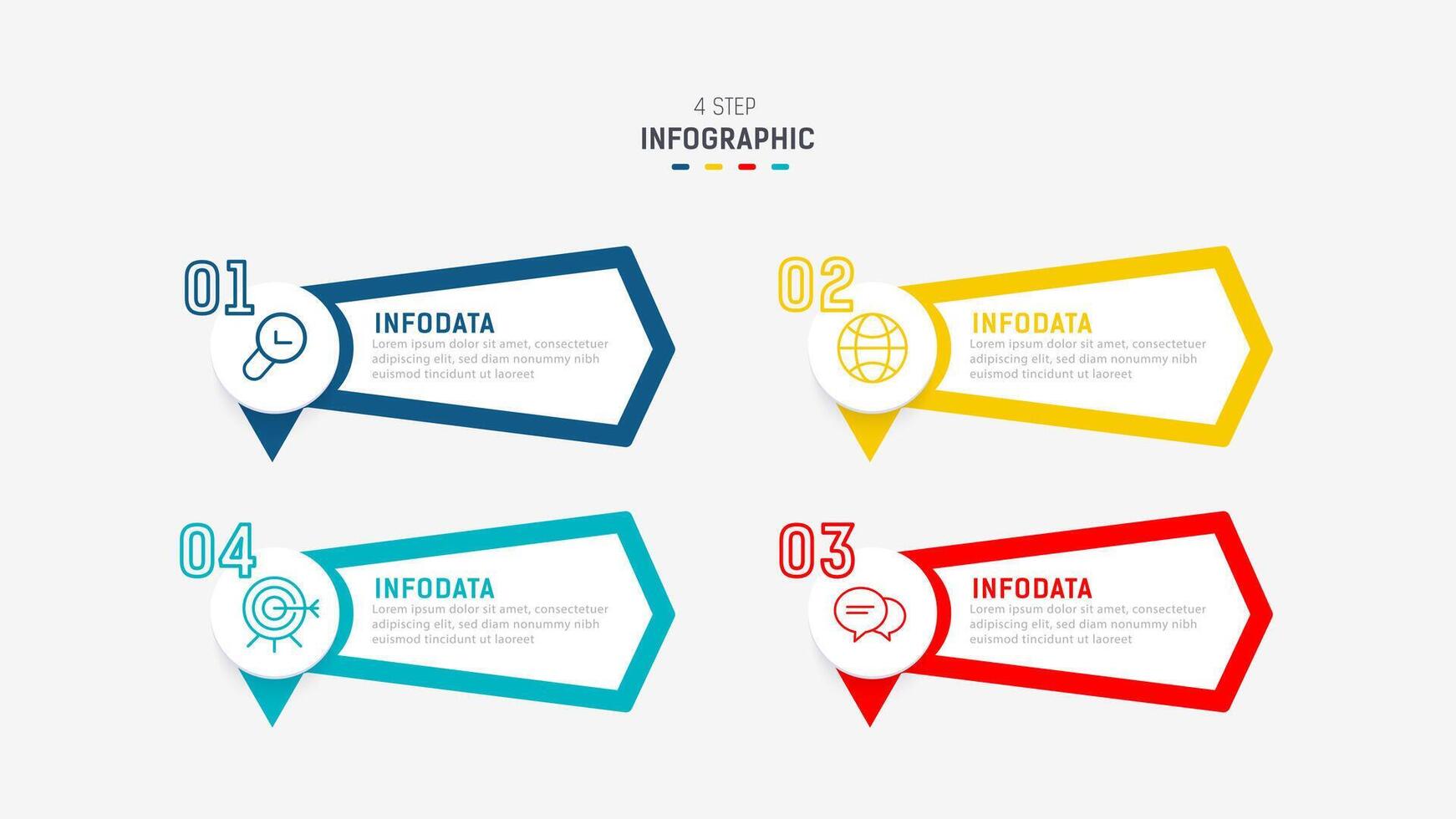 Four Step Infographic element design template for presentation. process diagram and presentations step, workflow layout, banner, flow chart, info graphic illustration. vector