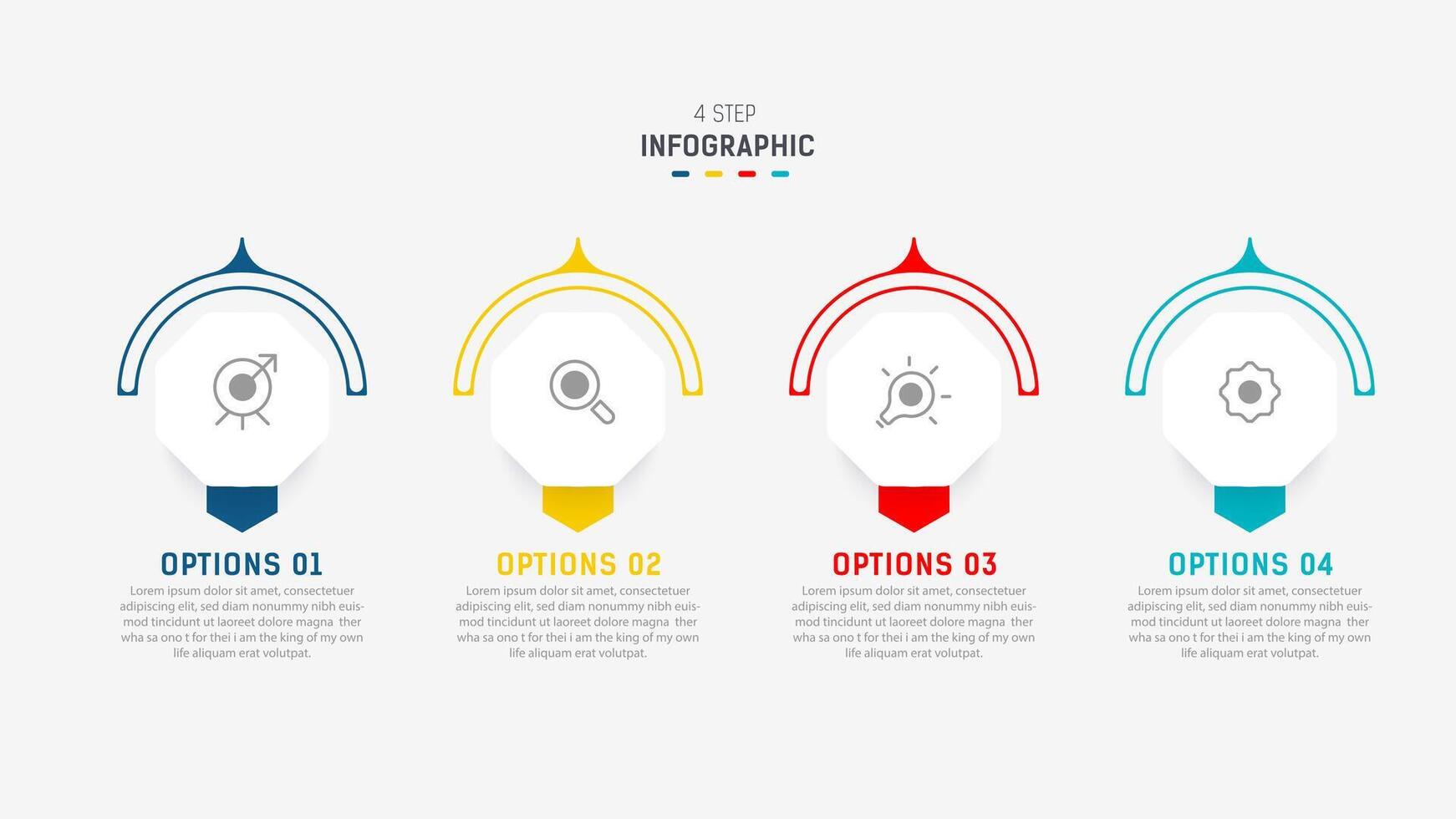 Four Step Infographic element design template for presentation. process diagram and presentations step, workflow layout, banner, flow chart, info graphic illustration. vector
