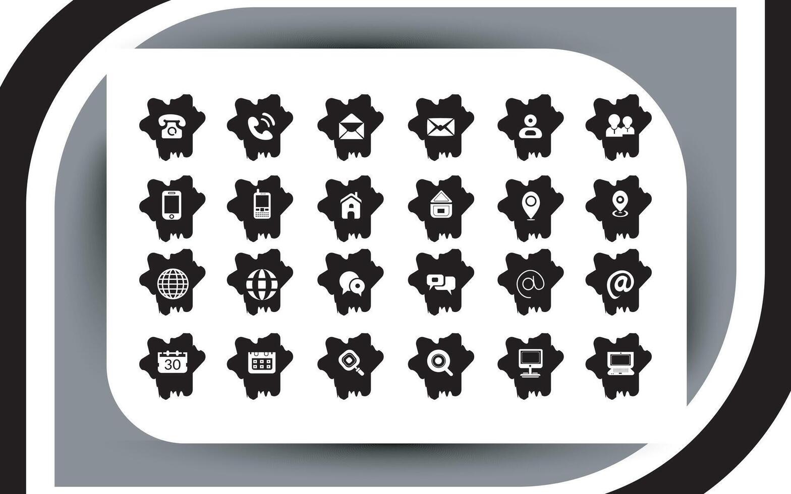 Contact related icon set, Essential Flat Stroke Circular Web Icon Set Phone Contact Location Button, Web icon, contact us icon, address, location, email, phone, Contact information symbols collection. vector