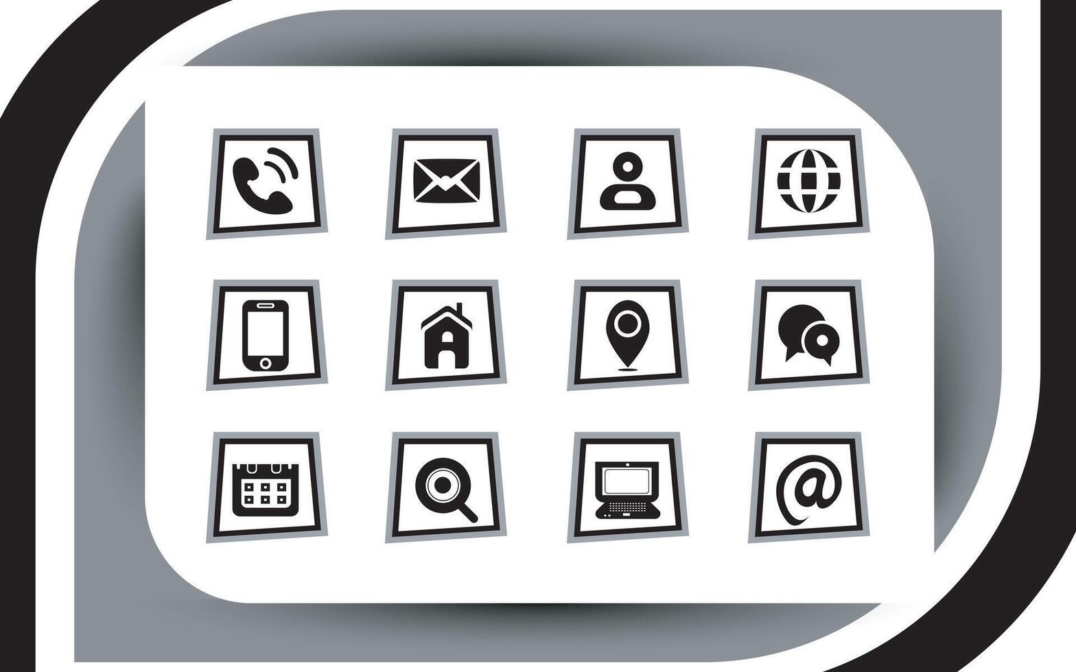 Contact related icon set, Essential Flat Stroke Circular Web Icon Set Phone Contact Location Button, Web icon, contact us icon, address, location, email, phone, Contact information symbols collection. vector