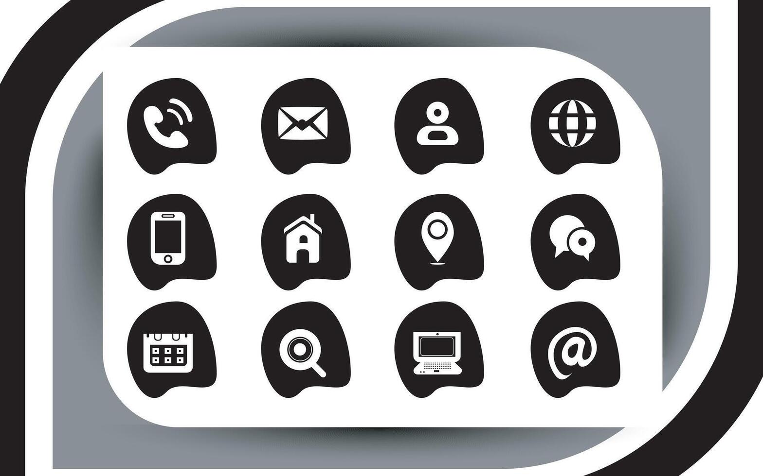 Contact related icon set, Essential Flat Stroke Circular Web Icon Set Phone Contact Location Button, Web icon, contact us icon, address, location, email, phone, Contact information symbols collection. vector