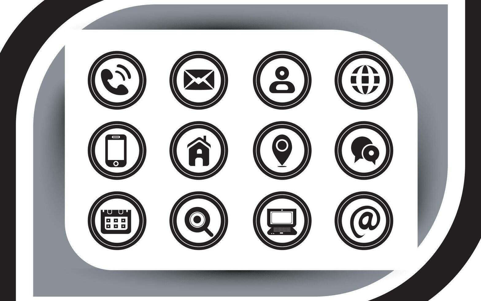 Contact related icon set, Essential Flat Stroke Circular Web Icon Set Phone Contact Location Button, Web icon, contact us icon, address, location, email, phone, Contact information symbols collection. vector