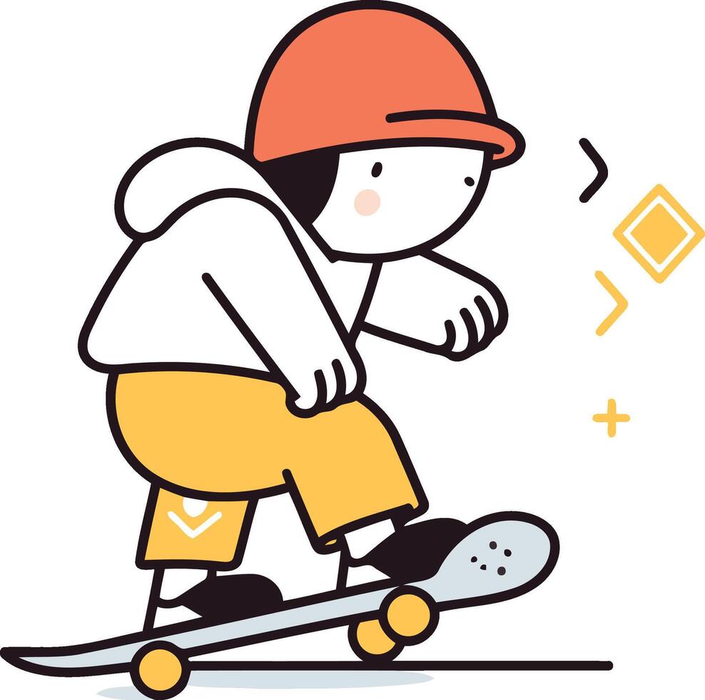 Skateboarder in helmet and sportswear. vector