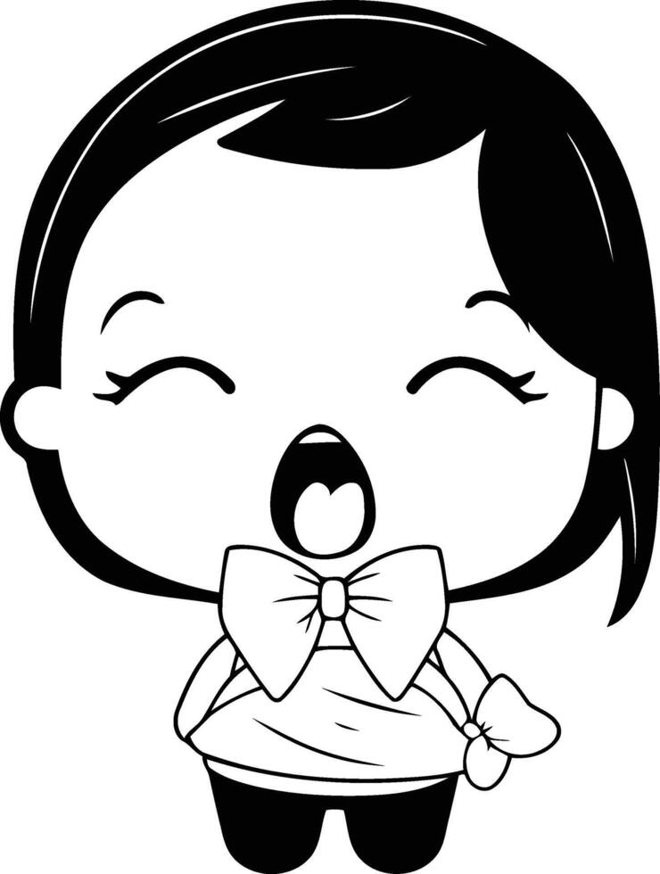 Cute little girl in a pink bow tie. vector