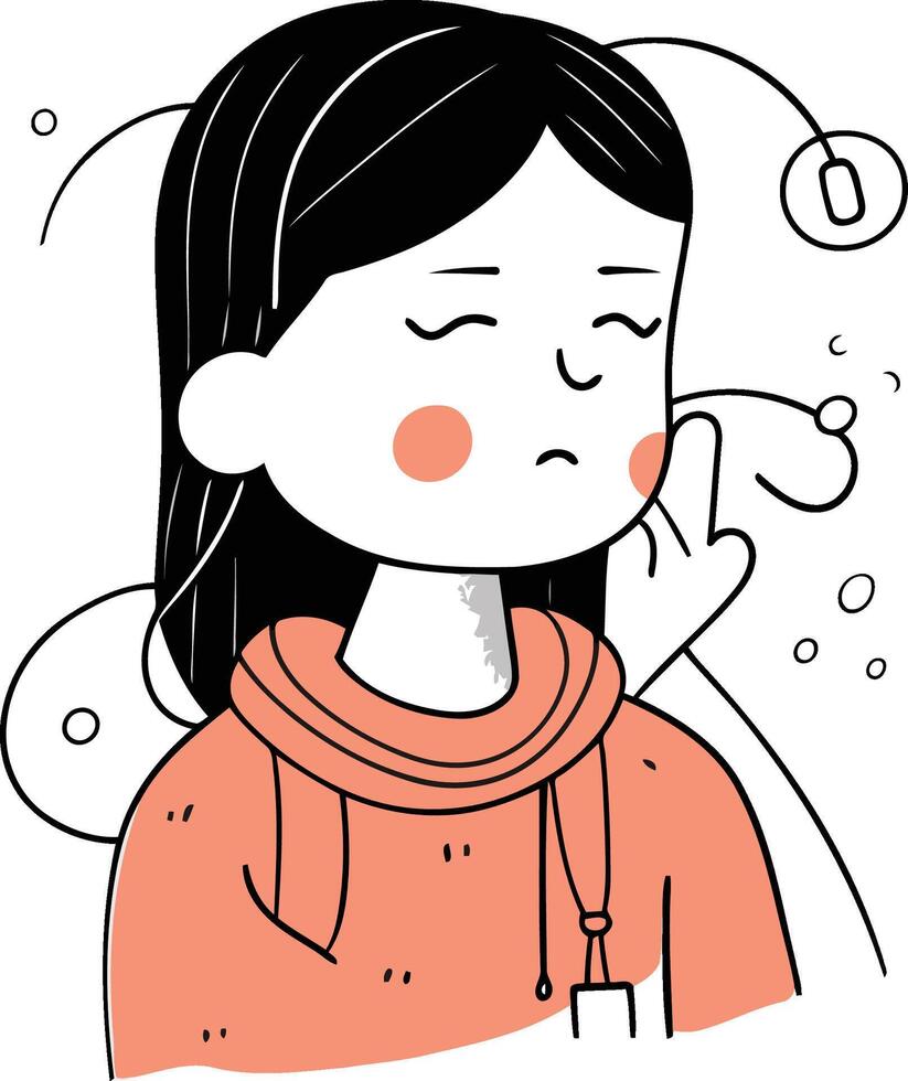 Illustration of a woman suffering from a cold. vector