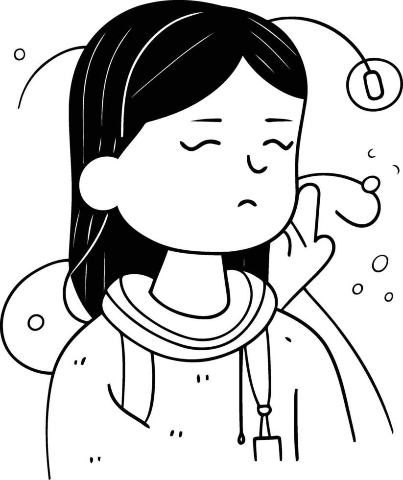 Illustration of a woman suffering from a cold. vector