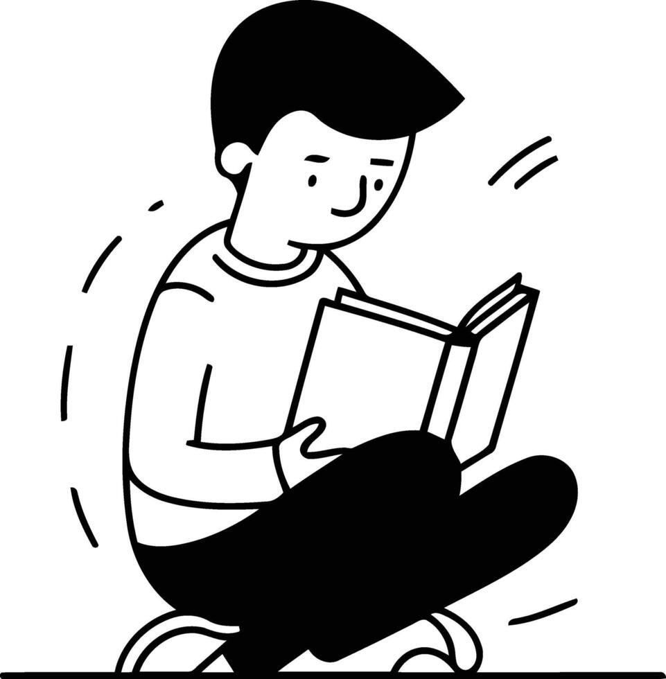 illustration of a man reading a book on a white background. vector