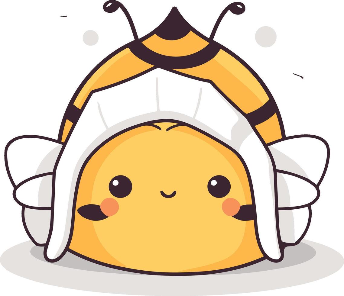 Cute cartoon bee character illustration. Cute kawaii bee. vector
