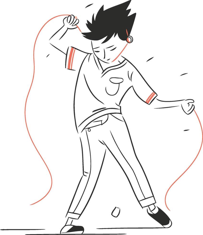 illustration of a young man in sportswear dancing kung fu. vector
