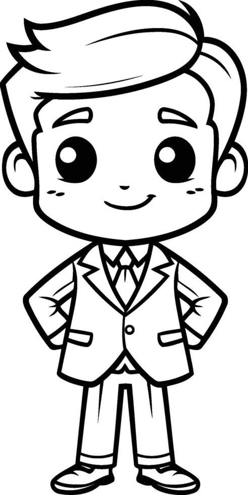Coloring Book for Kids - Boy in Formal Wear Illustration vector