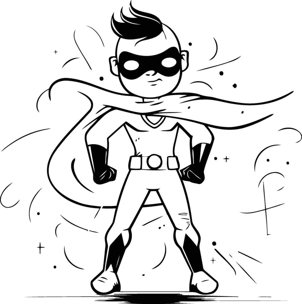 Superhero cartoon character of a superhero in action. vector