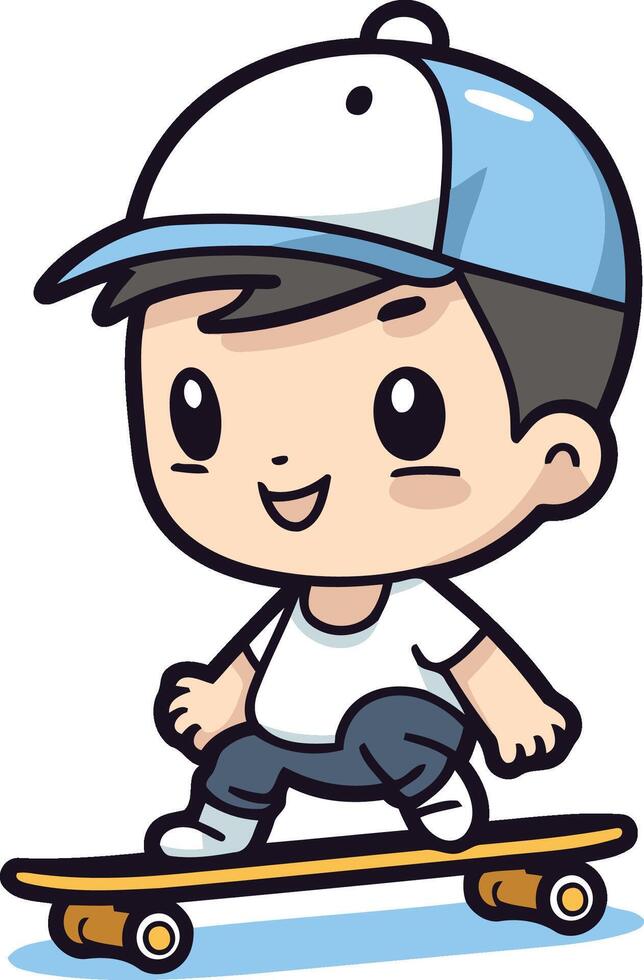 Boy Skateboard Cartoon Character Illustration vector