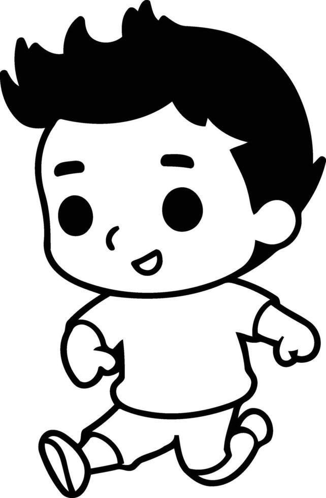 Running Boy - Cute Cartoon Illustration vector